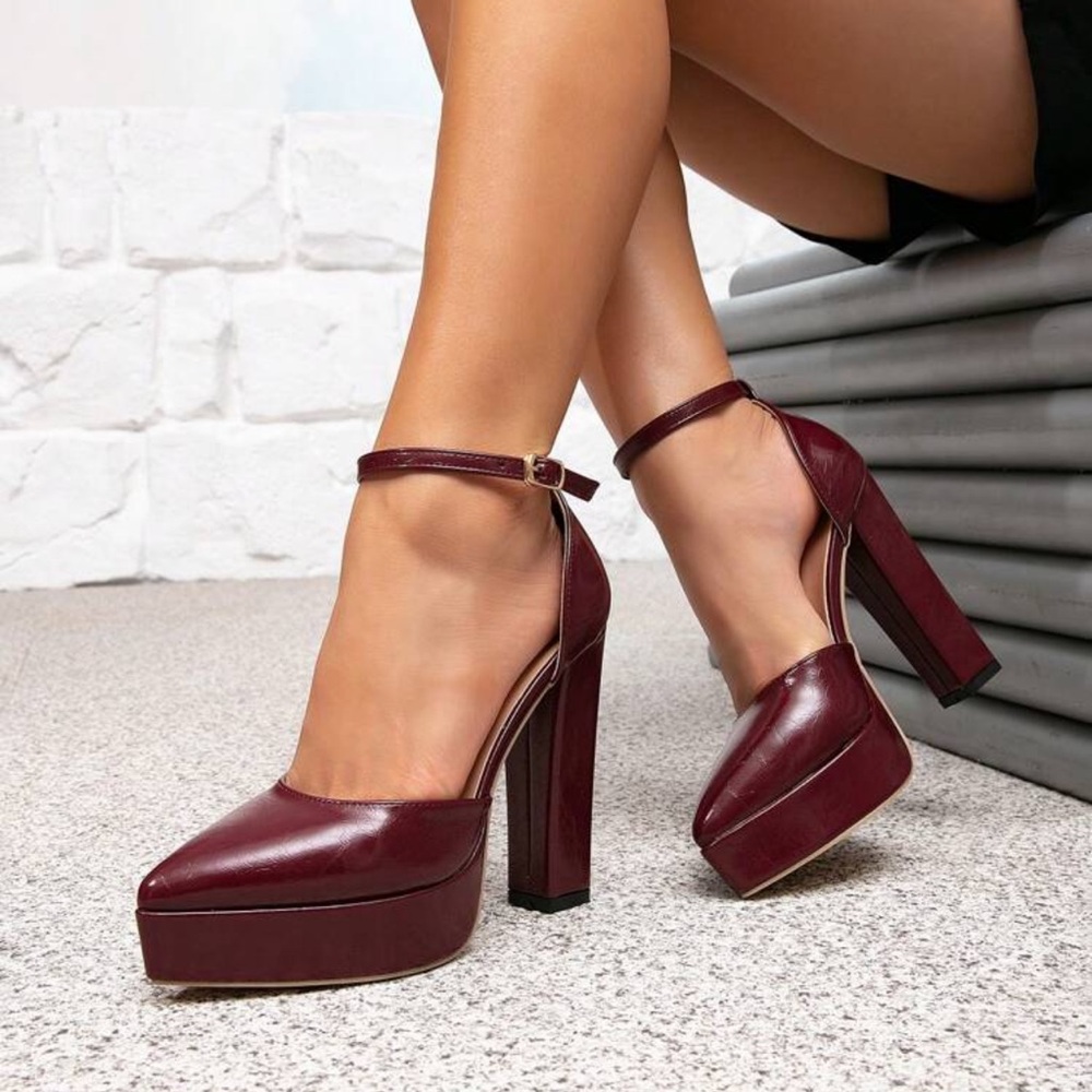 Elegant Burgundy Platform Heels